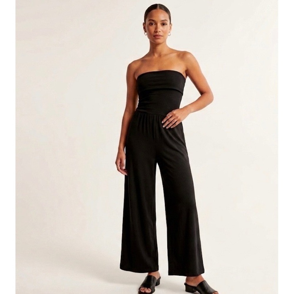 NWT OGL Eco-Friendly Strapless Wide-Leg Jumpsuit – Black, Size XS